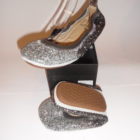 Yosi Samra Oxidized Silver Ombre‎ Glitter Serena Foldable Ballet Flat Shoes 7 - Picture 6 of 16